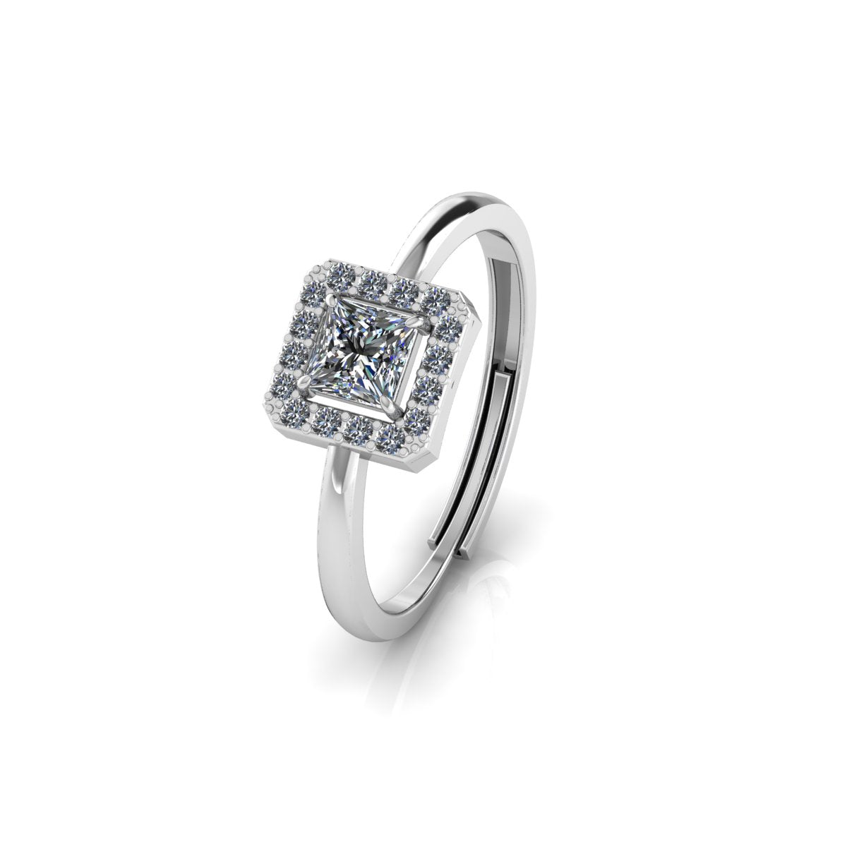 925 Silver Square Zircon Ring For Women - plataa.co