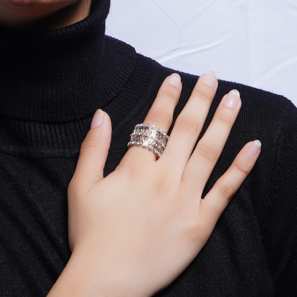 Silver Ring Cum Band - plataa.co