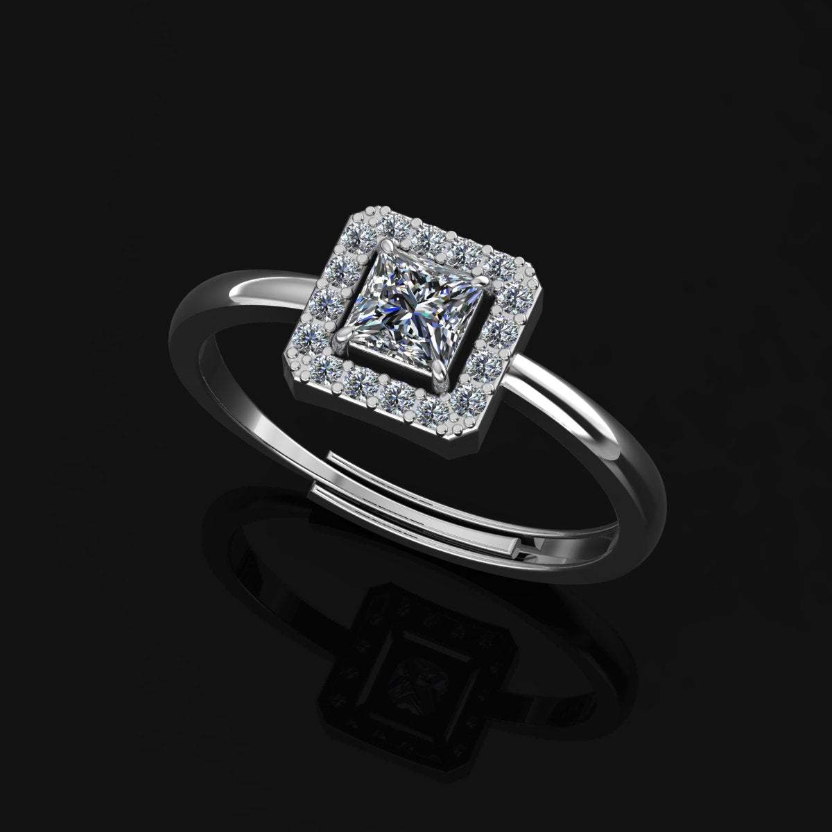 925 Silver Square Zircon Ring For Women - plataa.co