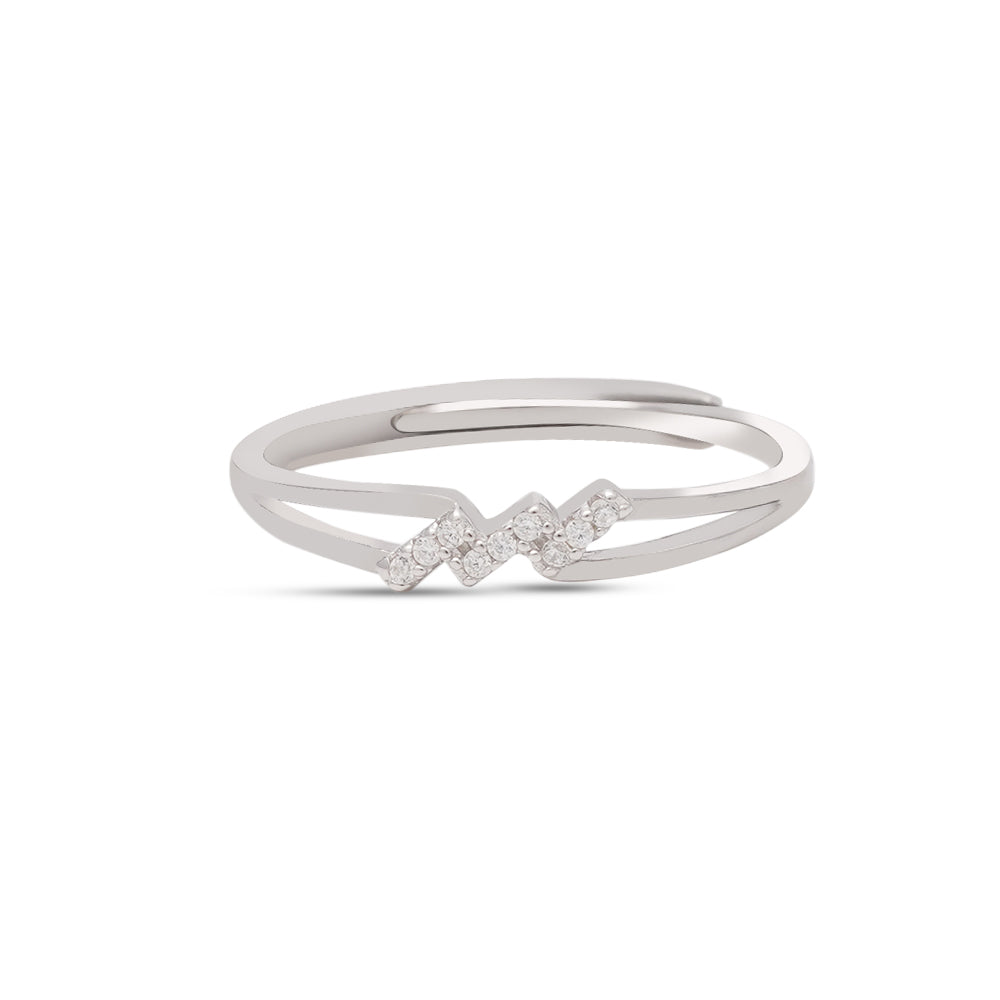 Plataa 925 Sterling Silver Zig Zag Adjustable Ring For Women - plataa.co