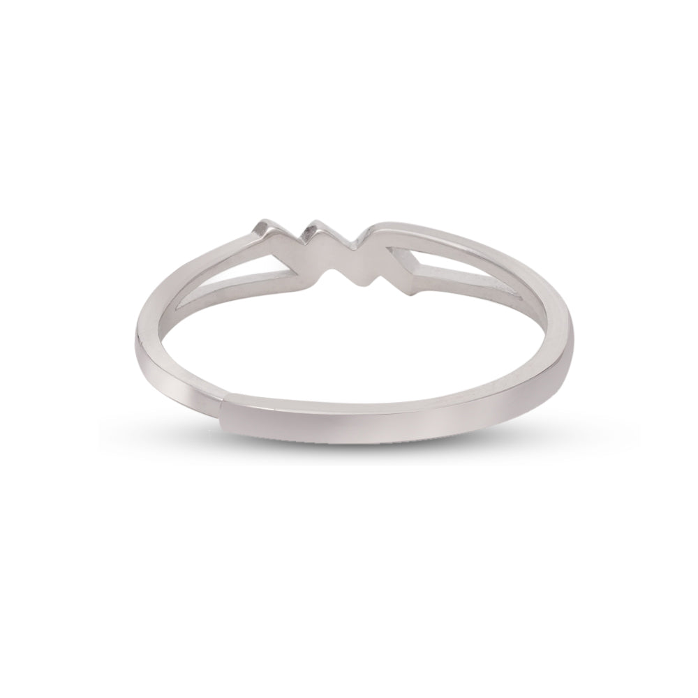Plataa 925 Sterling Silver Zig Zag Adjustable Ring For Women - plataa.co