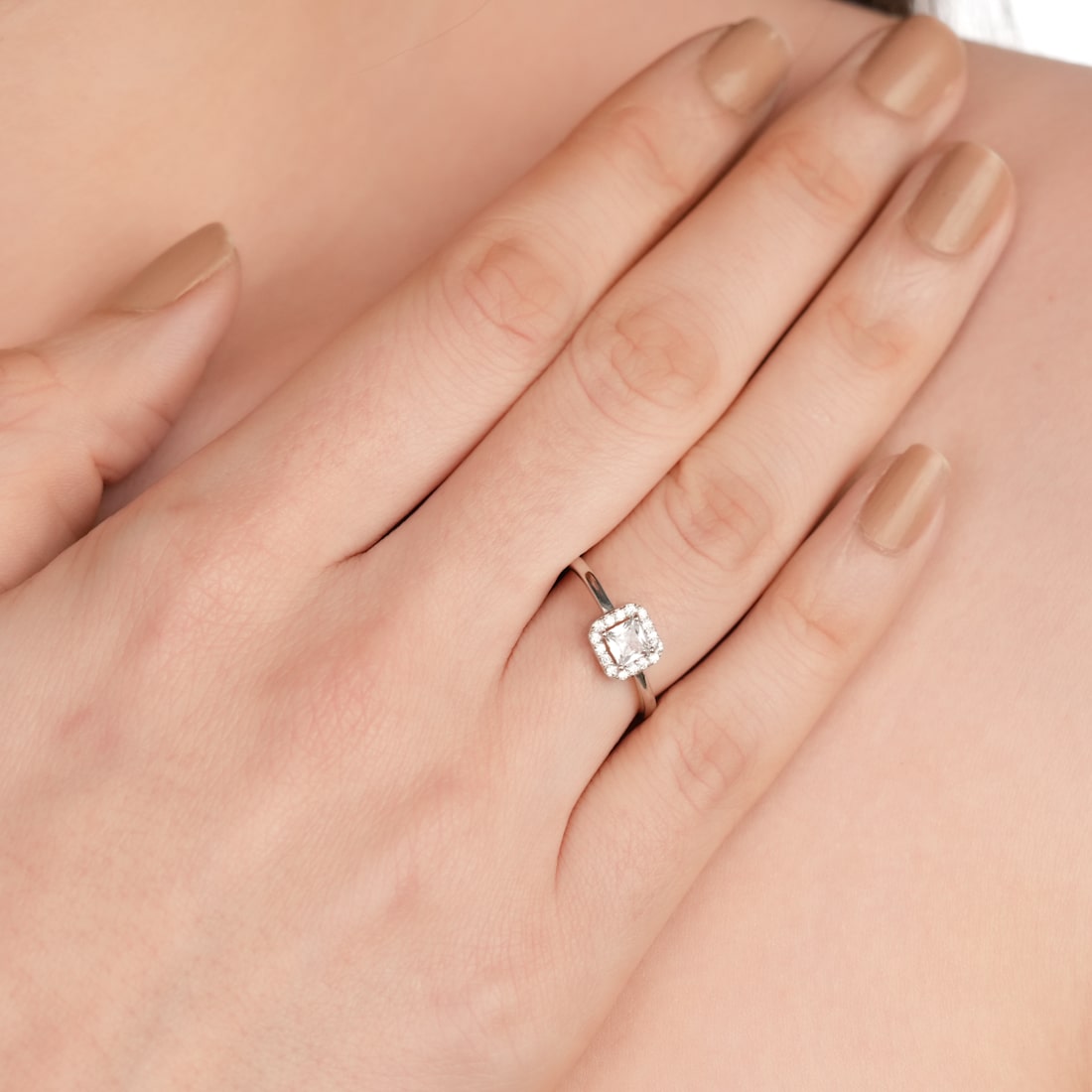 925 sterling silver Square diamond Adjustable ring For Women - plataa.co