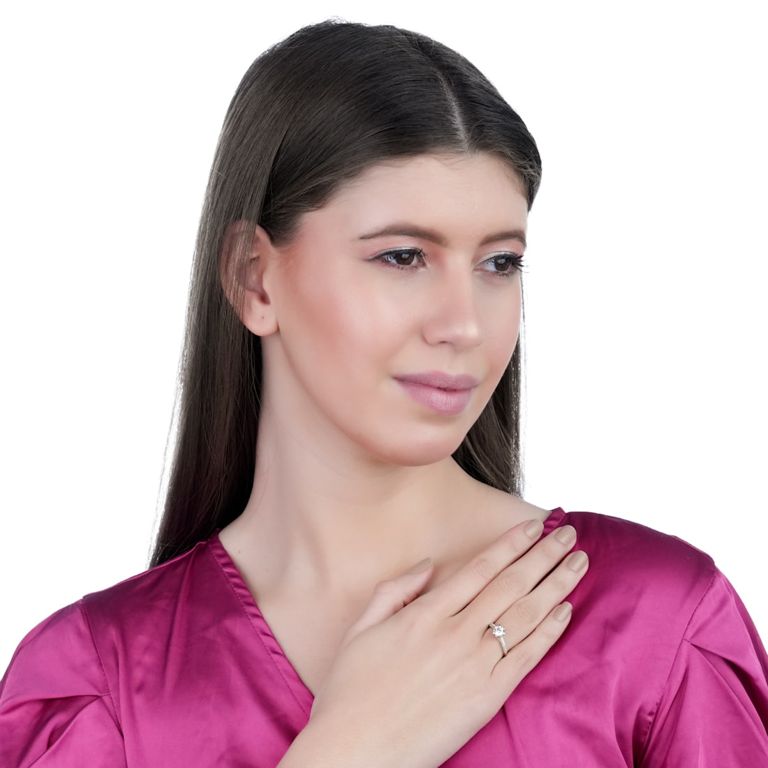 Plataa sterling silver diamond Adjustable ring For Women - plataa.co