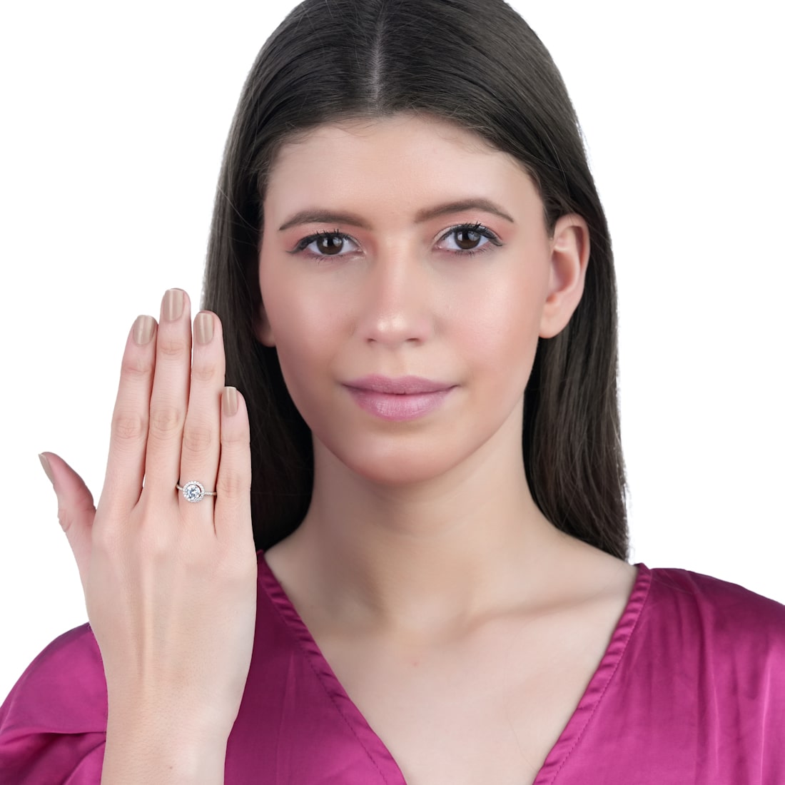 Plataa sterling silver diamond Adjustable ring For Women - plataa.co