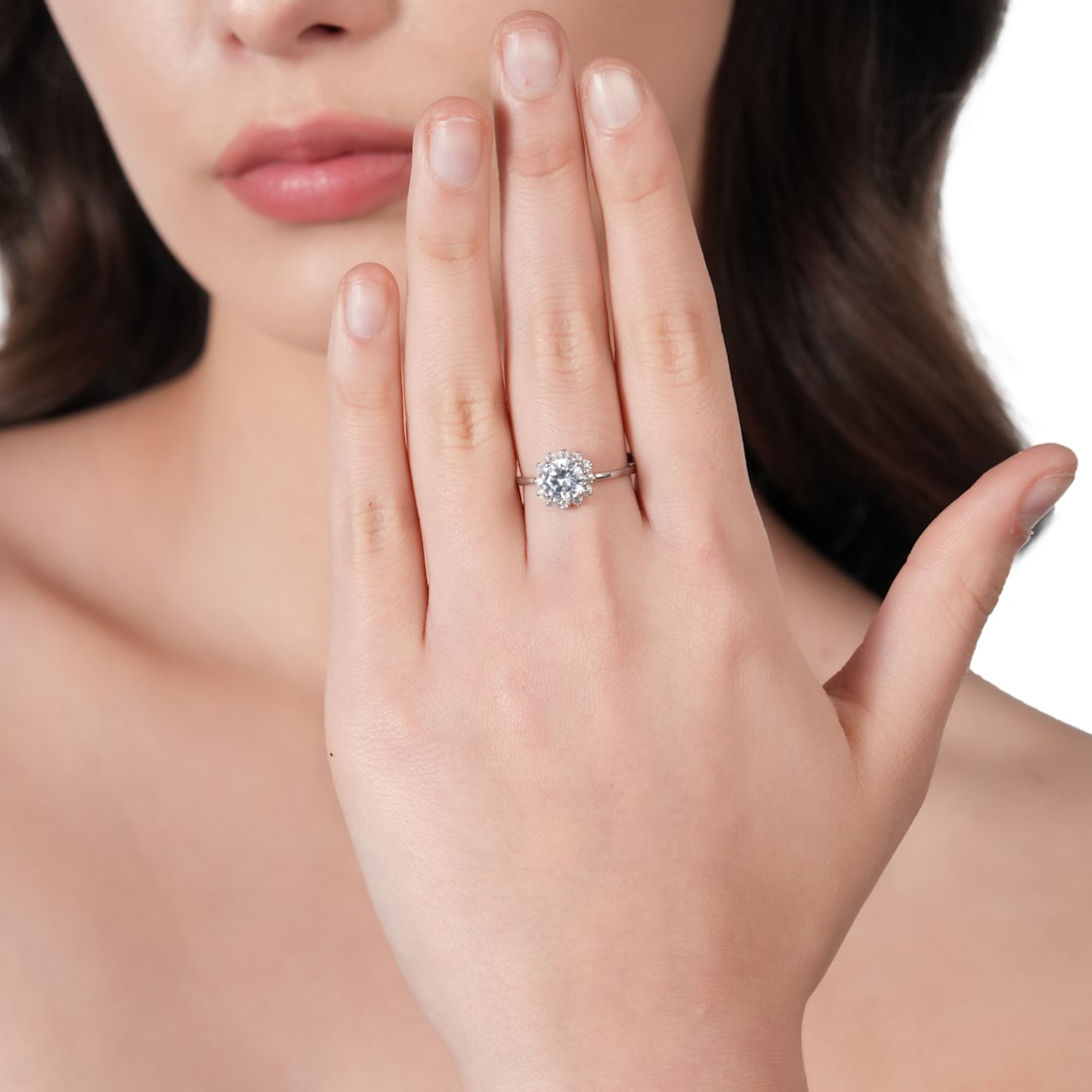 Plataa sterling silver diamond Adjustable ring For Women - plataa.co