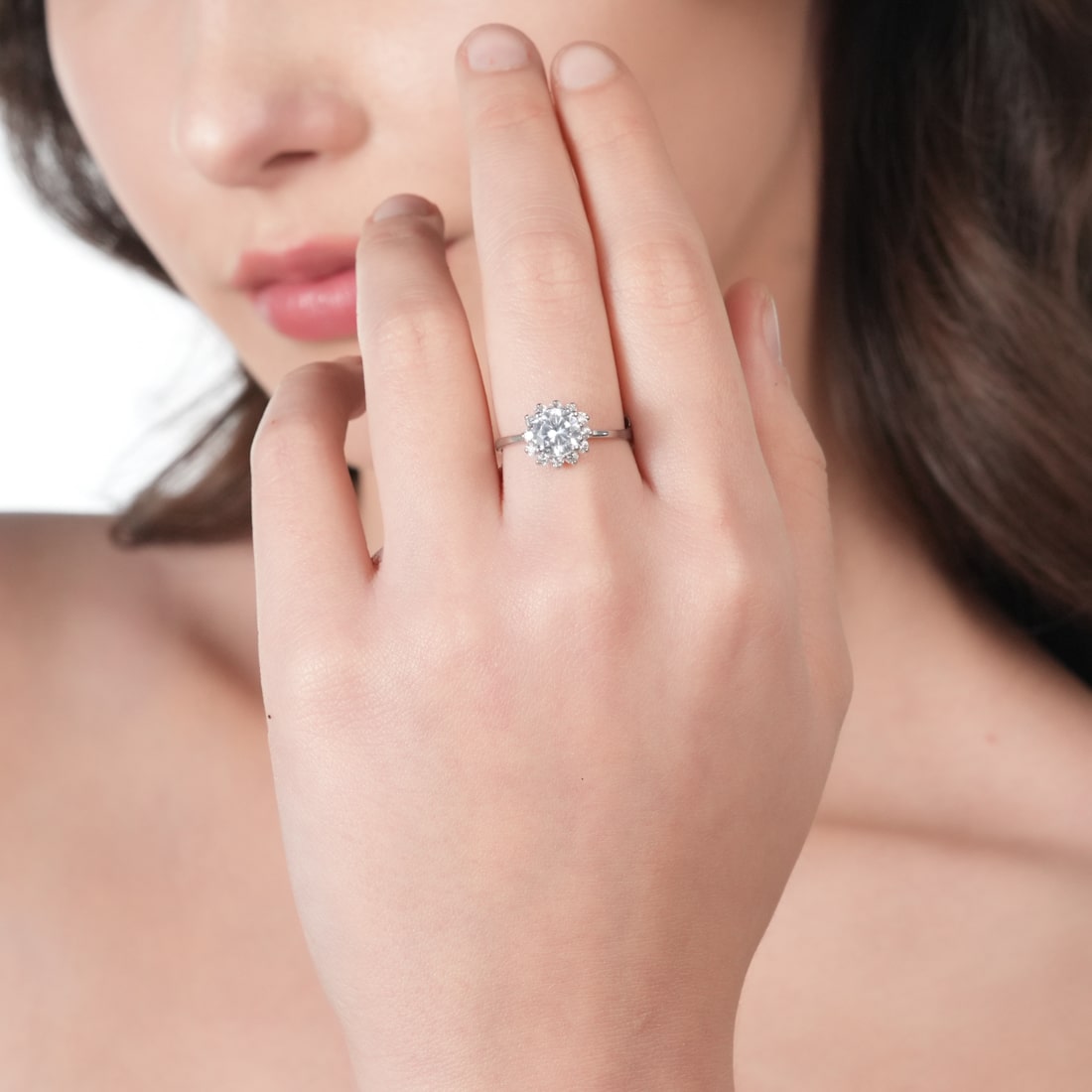 Plataa sterling silver diamond Adjustable ring For Women - plataa.co