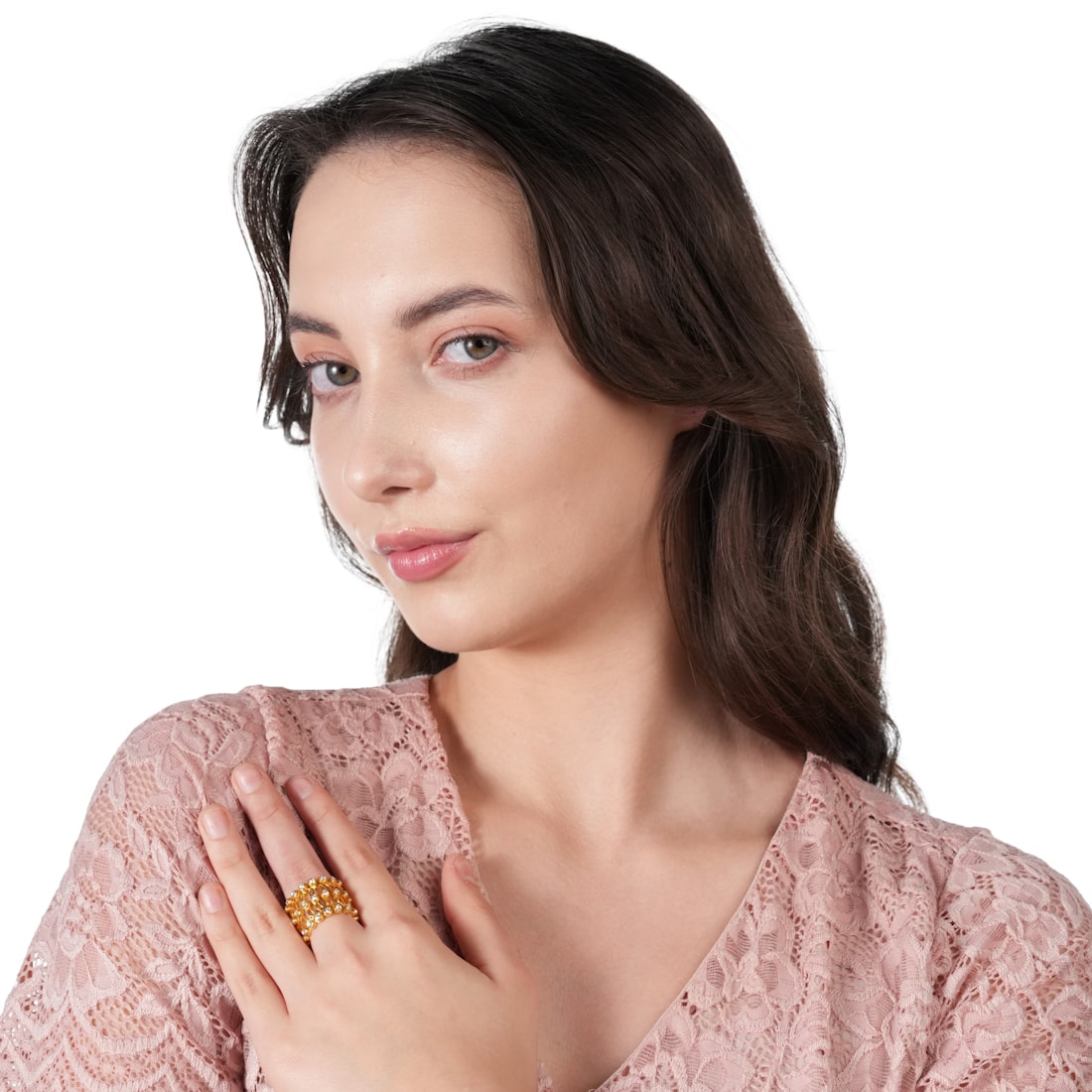 925 Sterling Silver Gold Plated Ring - plataa.co