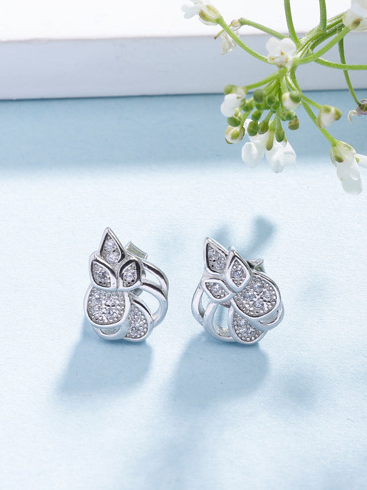 925 Pure Sterling Silver Lotus Earring For Women - plataa.co