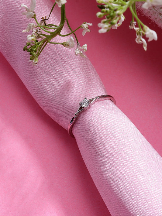 Plataa sterling silver infinity diamond ring For Women - plataa.co