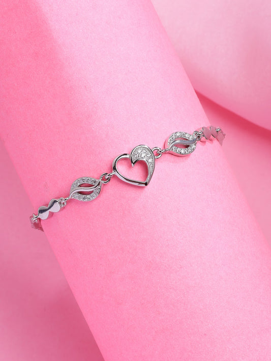 925 Heart In Heart Pure Silver Bracelet Women and Girls - plataa.co