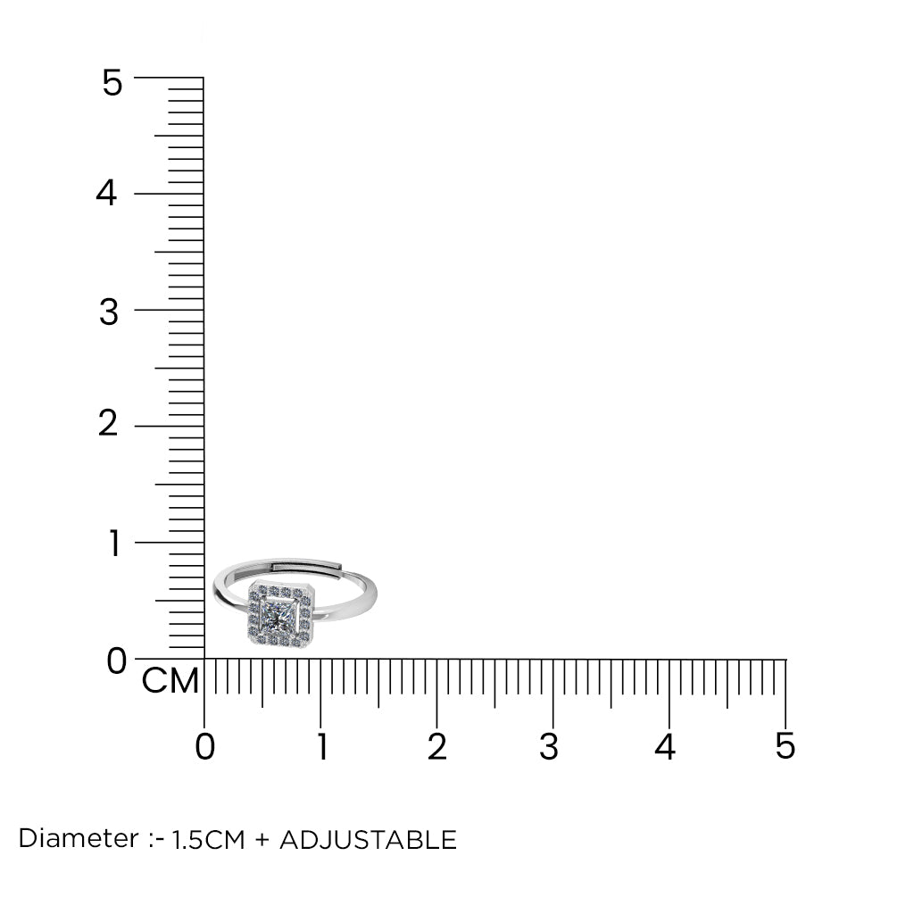 925 Silver Square Zircon Ring For Women - plataa.co