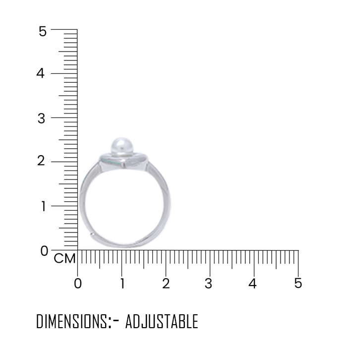925 Sterling Silver Heart Diamond Adjustable Ring For Women - plataa.co