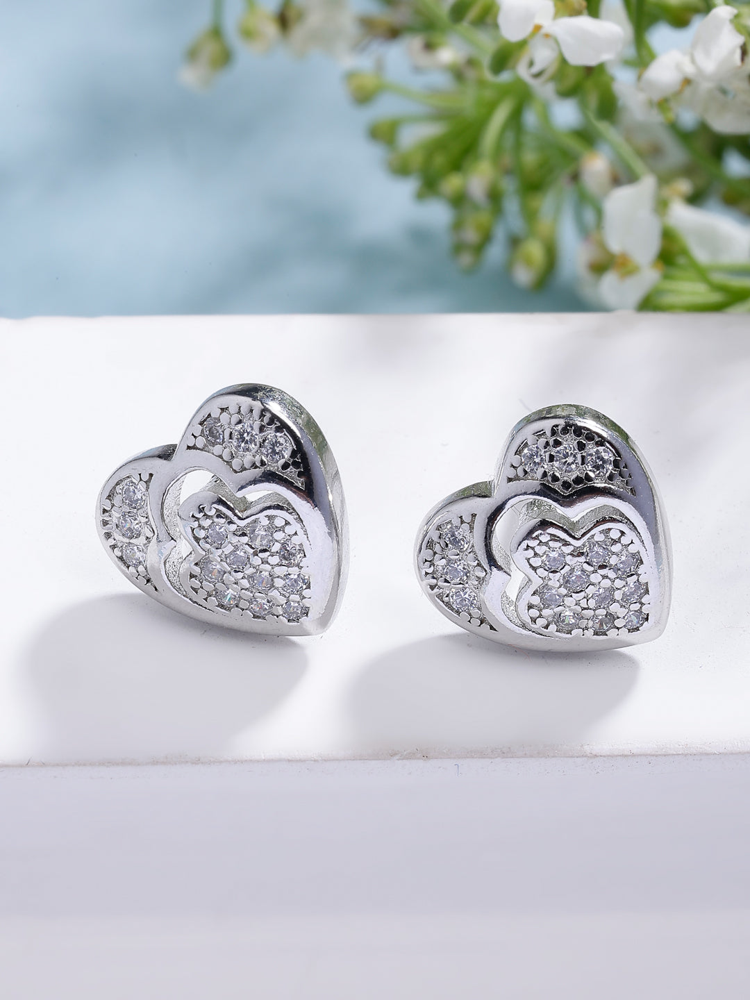 PLATAA Silver Earring | 925 Silver Heart Earrings  for Women - plataa.co